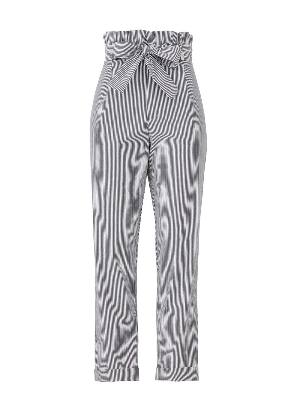Waverly Grey Paperbag Tie-Waist Striped Pants